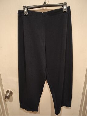 Max Studio NWT Women's Navy Barrel Leg Trouser Pants Sz L Mid Rise Ankle Length